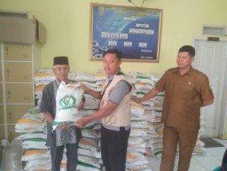 Pembagian Bantuan Beras Bulog 10 Kg Tahap 8 di Desa Waled Desa Kecamatan Waled.