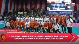 Bermain Sempurna Tim Voli Putra dan Putri Polda Jatim Juara Zona 4 Kapolri Cup 2024