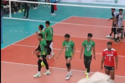 Tim Voli Putra Jatim Masuk Semifinal Usai Menang 3 – 0 atas Tim Kaltim di PON XXI Sumut