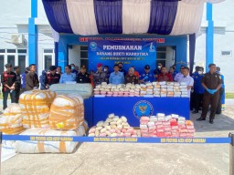 RIBUAN NARKOBA TANGKAPAN TNI AL DAN BNNP ACEH DIMUSNAHKAN