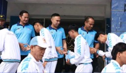 Pesan Kapolres Lamongan Selaku Ketua Umum PBVSI Saat Pemberangkatan Tim Bola Voli Dalam Rangka Porprov