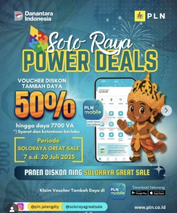 Ajang Solo Raya Great Sale tahun 2025, PLN Hadirkan Diskon Tambah Daya 50 Persen, Berlaku hingga 20 Juli 2025