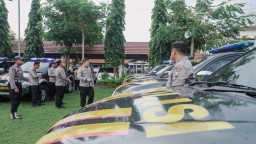 Kesiapan Pengamanan Pengesahan Warga Baru PSHT, Kapolres Jombang Periksa Kendaraan Dinas dan Kelengkapan