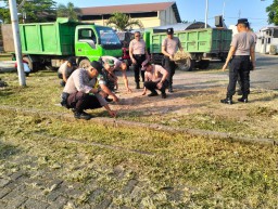 Sinergi Tiga Pilar, Polres Madiun Kota Kerja Bakti di Lokasi Dapur MBG Dukung Program Nasional