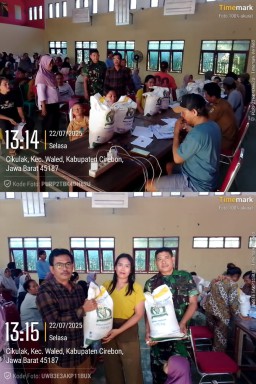 Pembagian Bantuan Beras Bulog 10 KG Tahap Bulan Juni dan Juli Di Desa Cikulak Kecamatan Waled Kabupaten Cirebon
