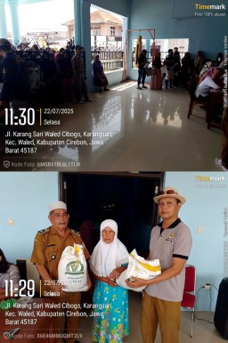 629 Warga Karangsari Kecamatan Waled Kabupaten Cirebon Unggat Terima Bantuan Beras