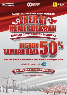 Perayaan Kemerdakaan, PLN Hadirkan Diskon Tambah Daya 50% Sambut HUT ke-80 RI