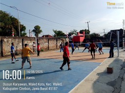 Pemdes Waled Kota Gelar Bola Voli Antar Dusun Kampung Baru vs Dusun Dayakarya Dalam Rangka Memperingati HUT RI Ke 80