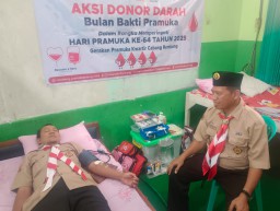 Usai Jadi Irup Hari Pramuka, Ka Kwarcab Langsung Tancap Gas Donor Darah di SMPN 1 Rembang