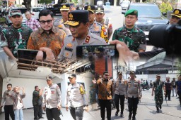 Himbau Masyarakat Turut Jaga Kamtibmas, Kapolda Jatim Tinjau Titik Kerusakan di Kediri Raya