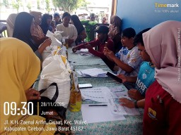 Pemdes Cisaat Kembali Salurkan Bantuan Beras Bulog, Minyak Goreng Kepada 459 Warga