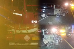 Mobil Wuling Ditabrak Truk Tangki di Jembatan Klempun Sawo Ngawi, Pengemudi Diduga Ngantuk