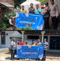 Penyalurkan Bantuan Air Bersih ke Dua Desa Terdampak Kekeringan oleh Polsek Kejayan Bersama PT Tirta Jaya