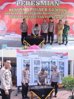 Resmikan Kantor Polsek Gempol dan Aula Bhayangkari, Kapolres: Polsek Penting Dalam Pelayanan Masyarakat