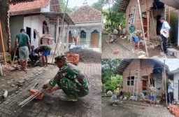 TNI Bedah Rumah Warga Desa Wonosari