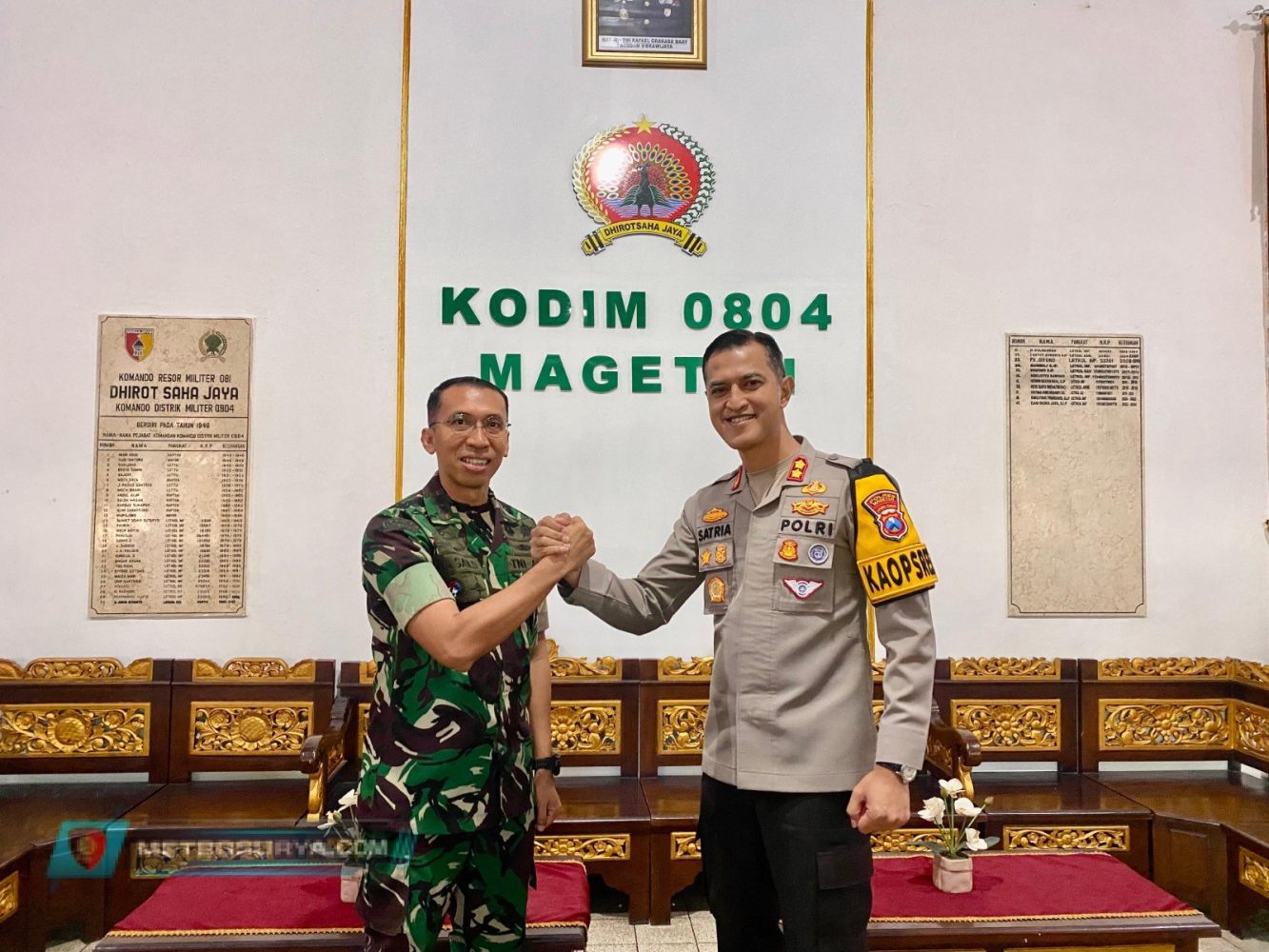 Sinergitas TNI-Polri Kapolres Magetan dan Dandim Jalin Silaturahmi Siap Kawal Pilkada 2024