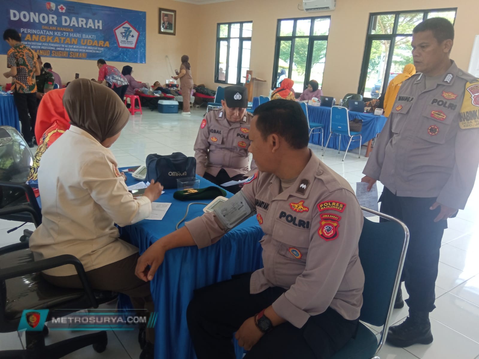Personil Polsek Jatiwangi Ikuti Donor Darah di Lanud Sugiri Sukani