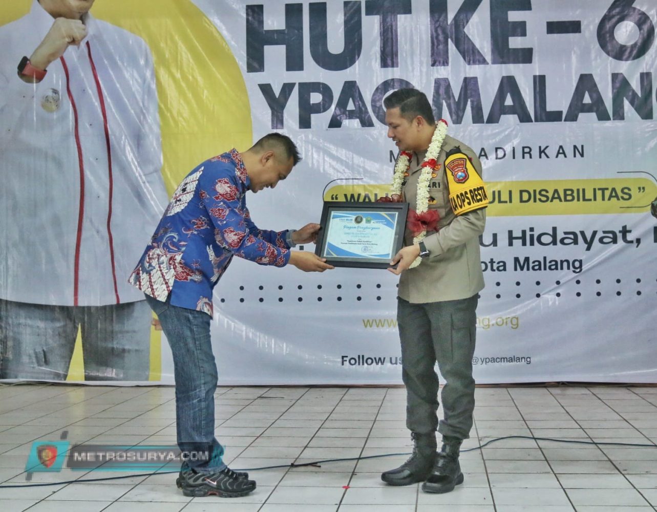 Konsisten Peduli Disabilitas, Kapolresta Malang Kota Mendapat Penghargaan dari YPAC Kota Malang