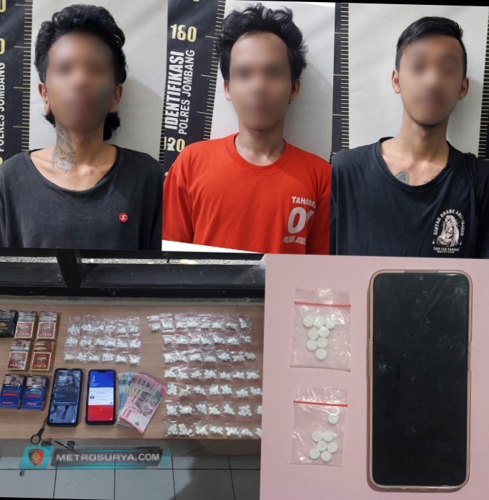 Polisi Jombang Berhasil Meringkus Tiga Pengedar Pil Koplo Jenis L dan Y