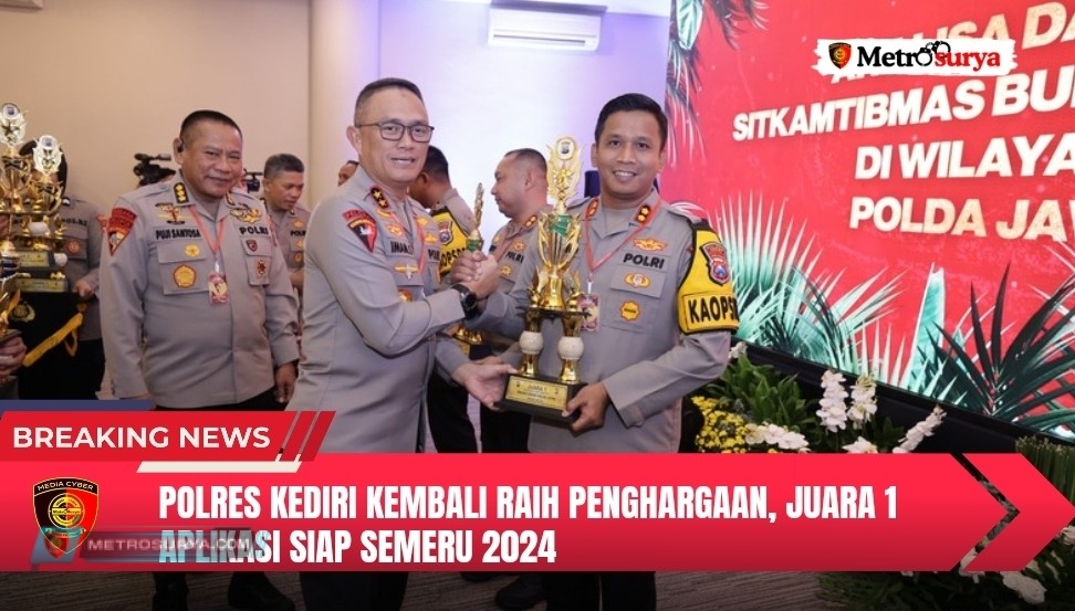 Polres Kediri Kembali Raih Penghargaan, Juara 1 Aplikasi Siap Semeru 2024