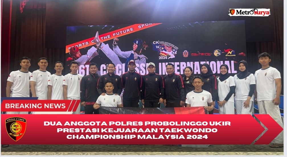 Dua Anggota Polres Probolinggo Kota Ukir Prestasi Pada Kejuaraan Taekwondo Championship Malaysia 2024