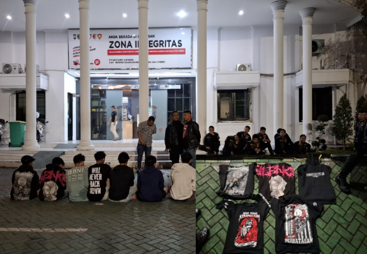 Dalam Operasi Pekat Semeru 2025 Polrestabes Surabaya Amankan Kelompok Pemuda yang Diduga Akan Tawuran