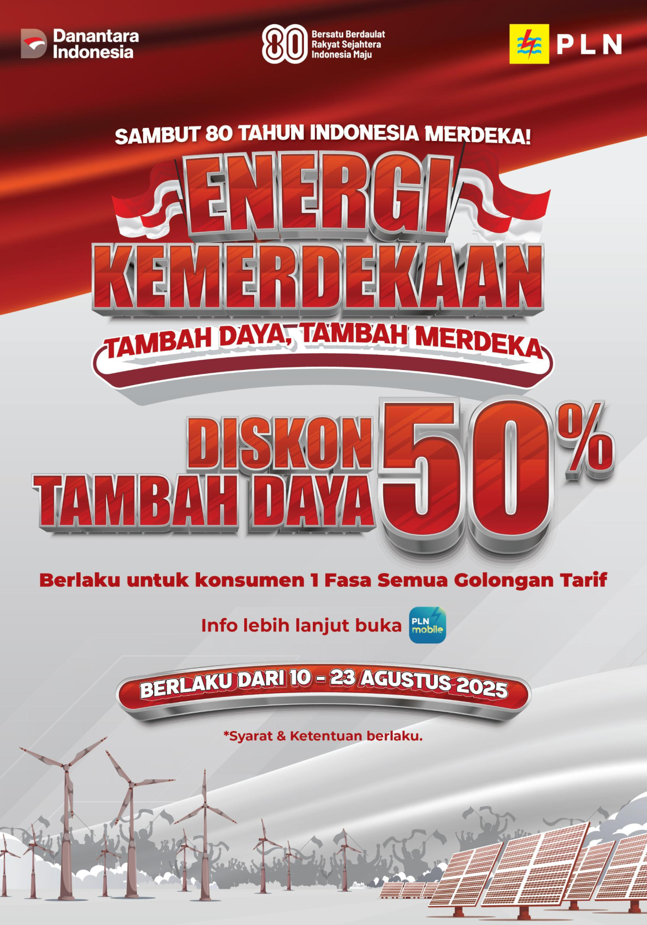 Perayaan Kemerdakaan, PLN Hadirkan Diskon Tambah Daya 50% Sambut HUT ke-80 RI