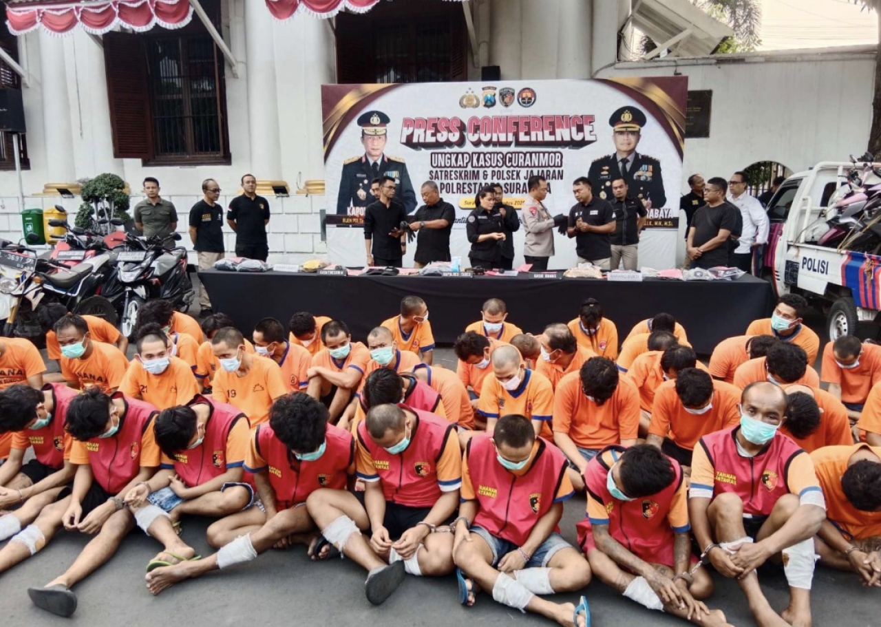 Polrestabes Surabaya Tindak Tegas, 49 Pelaku Curanmor Diringkus