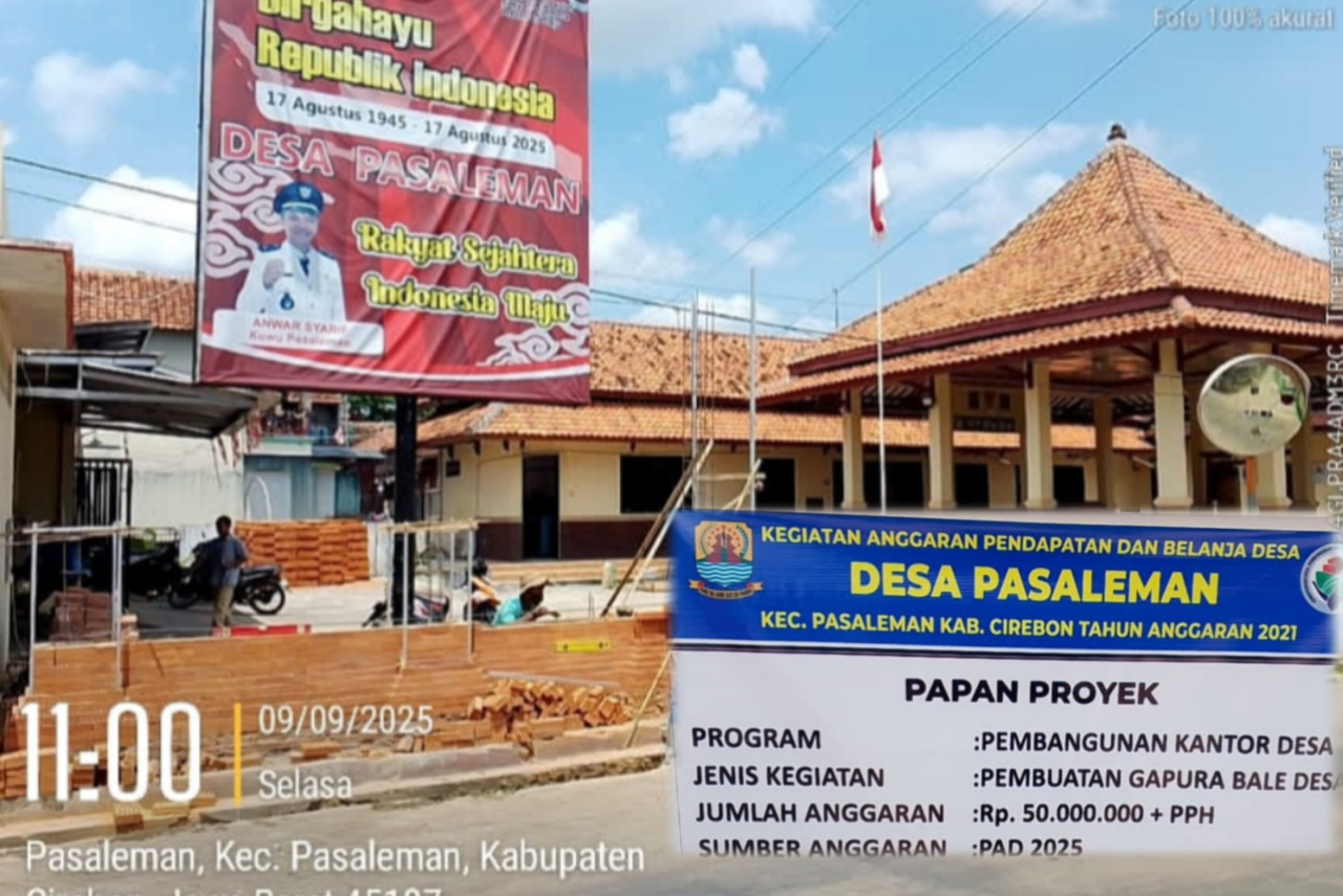 Tingkatkan Pembangunan, Pemdes Pasaleman Bangun Gapura.