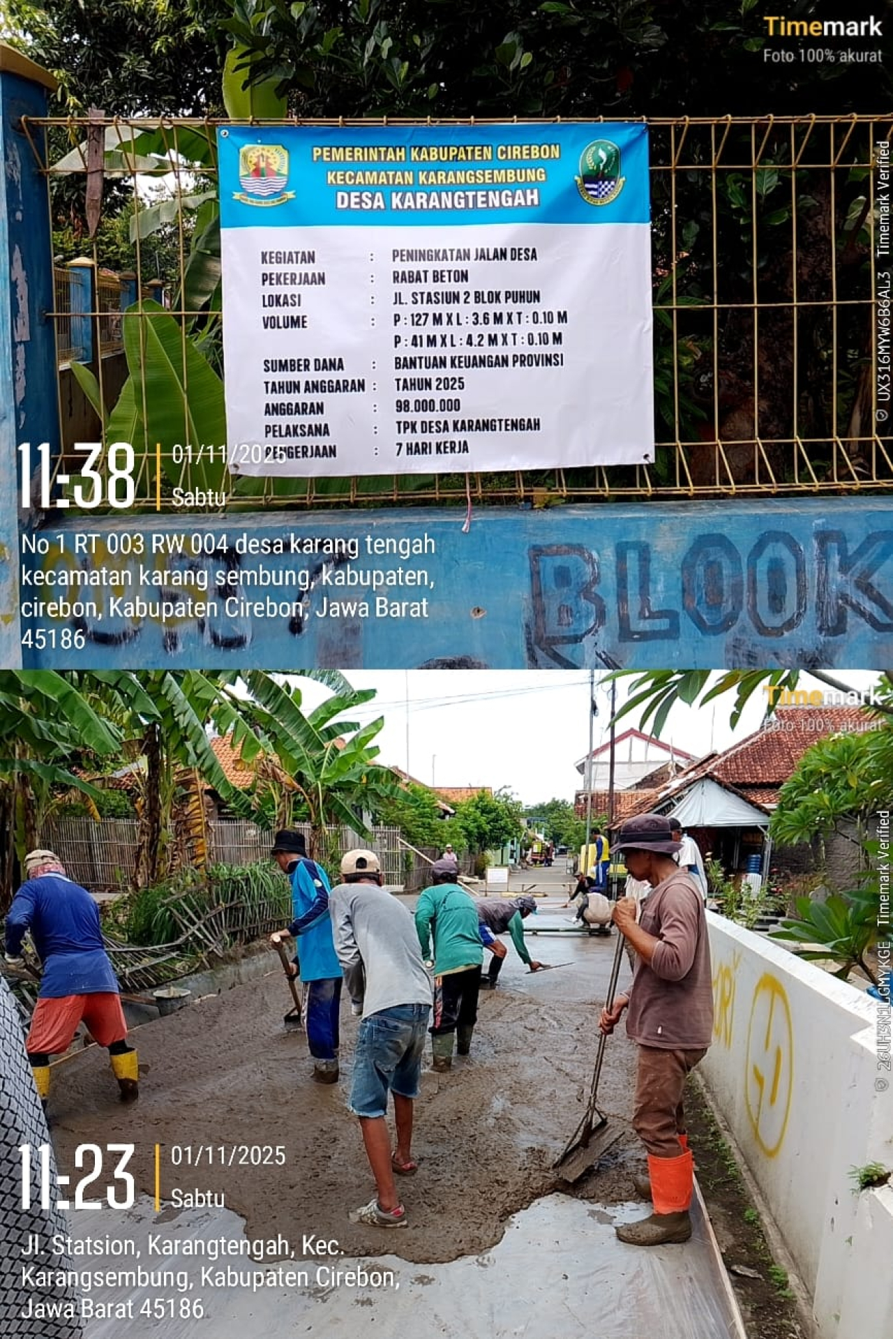Pemdes Karangtengah Realisasi Banprov Tahun 2025 Bangun Rabat Beton Peningkatan Jalan Desa