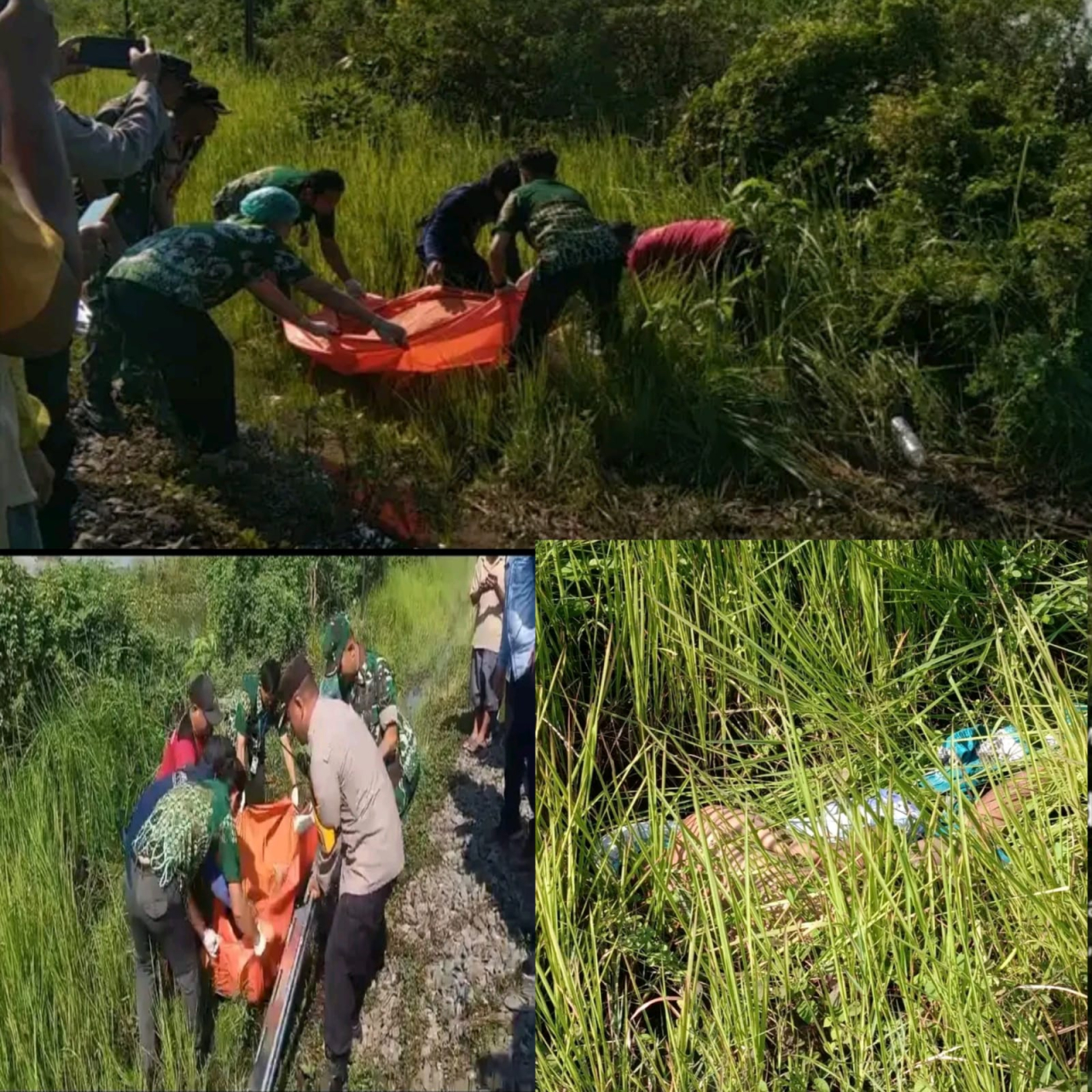 Polsek Babat Evakuasi Korban Laka KAI di Desa Sumurgenuk, Korban Meninggal Dunia Setelah Di Sambar Kereta Api